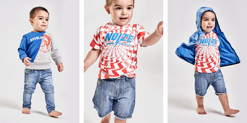 Ekskluzywne ubranka dla niemowląt i małych chłopców marki Diesel.